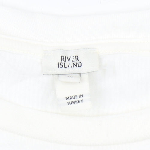 River Island Women's White T-Shirt Sz S Couture Design