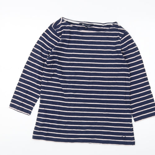 Crew Clothing Women's Blue Striped T-Shirt, Size 10