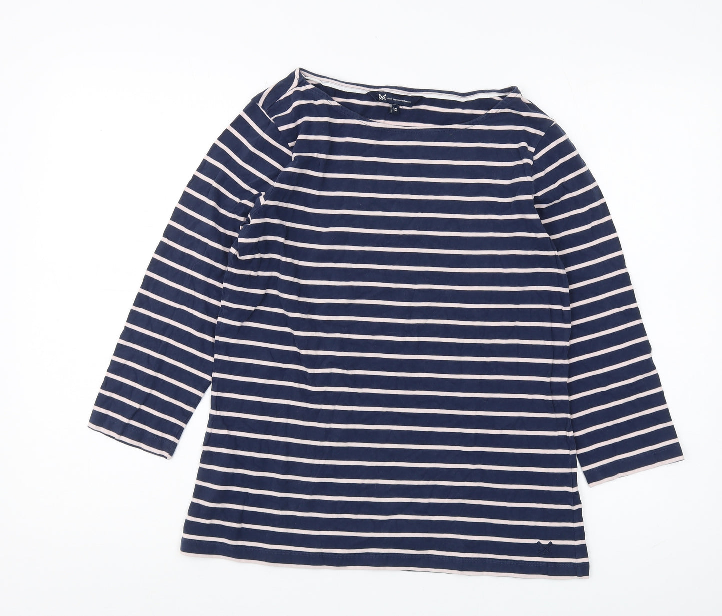 Crew Clothing Women's Blue Striped T-Shirt, Size 10