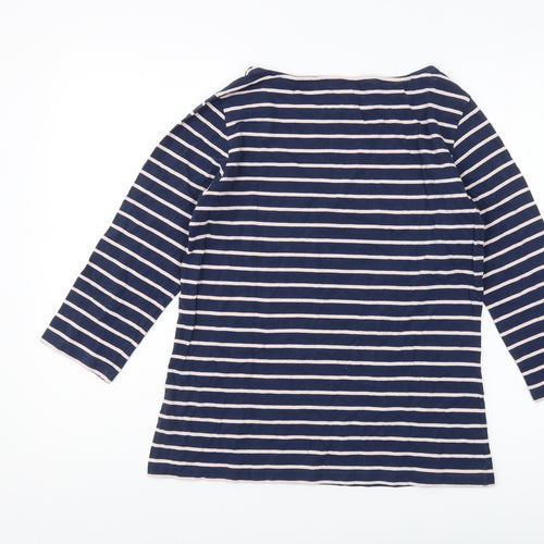 Crew Clothing Women's Blue Striped T-Shirt, Size 10
