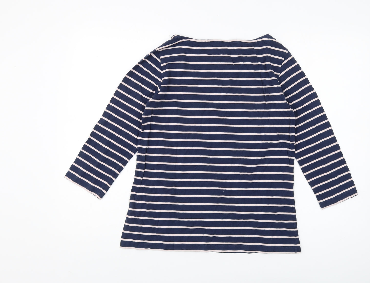 Crew Clothing Women's Blue Striped T-Shirt, Size 10