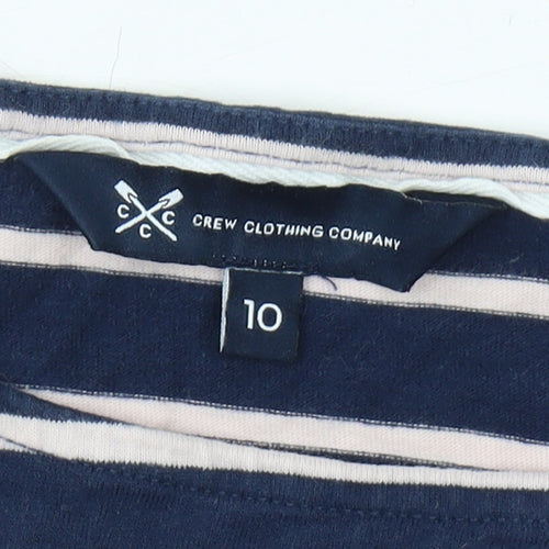 Crew Clothing Women's Blue Striped T-Shirt, Size 10