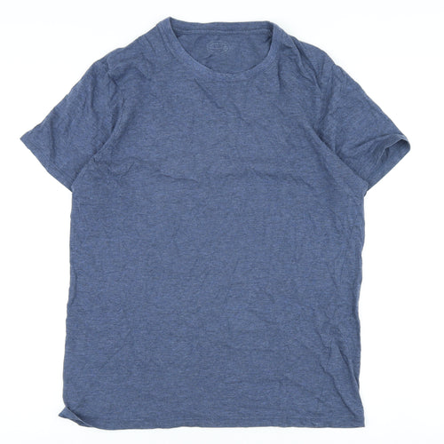 Men's Blue Cotton T-Shirt, L, Short Sleeve, Classic