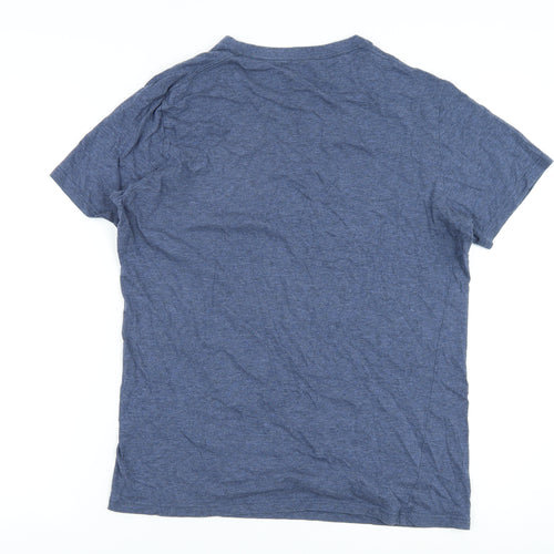 Men's Blue Cotton T-Shirt, L, Short Sleeve, Classic