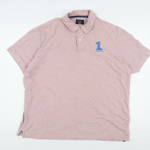 Hackett Men's Pink Polo Shirt Classic Fit 2XL
