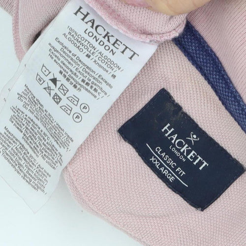 Hackett Men's Pink Polo Shirt Classic Fit 2XL