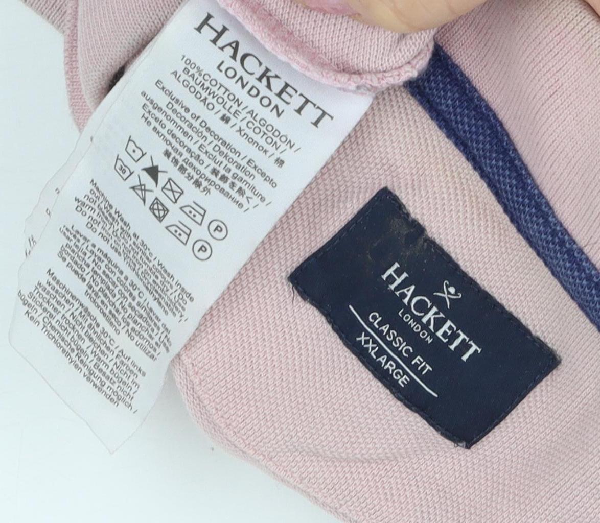 Hackett Men's Pink Polo Shirt Classic Fit 2XL