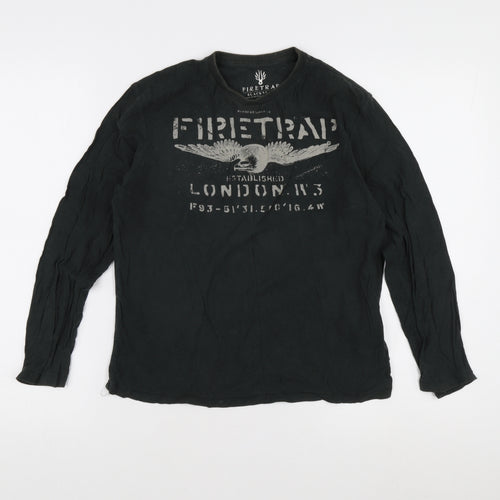 Firetrap Boys Black Long Sleeve Logo T-Shirt 13 Years