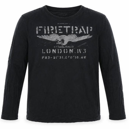 Firetrap Boys Black Long Sleeve Logo T-Shirt 13 Years