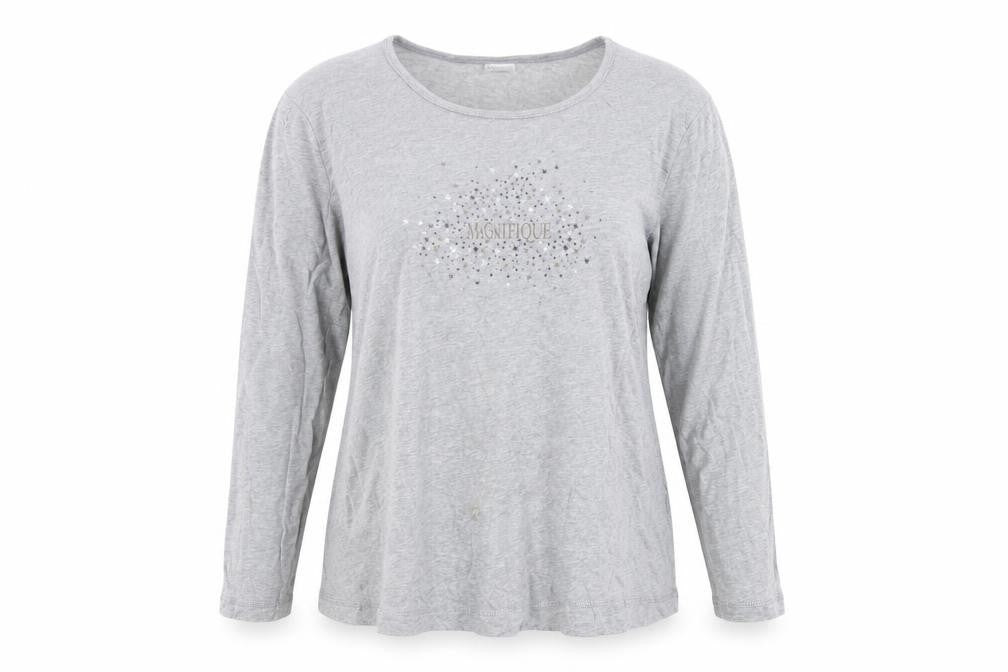 Front view of Damart Women's Grey Basic Long Sleeve T-Shirt 2XL