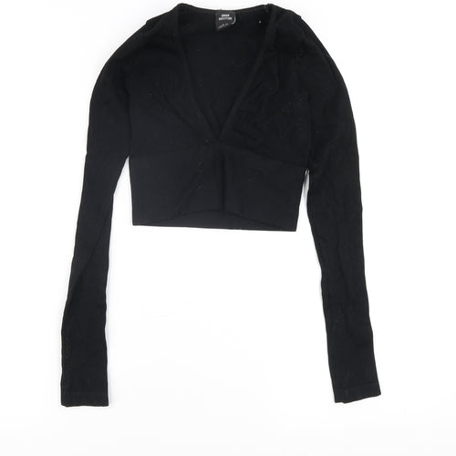 Urban Outfitters Women’s Black Cropped V-Neck Blouse XS