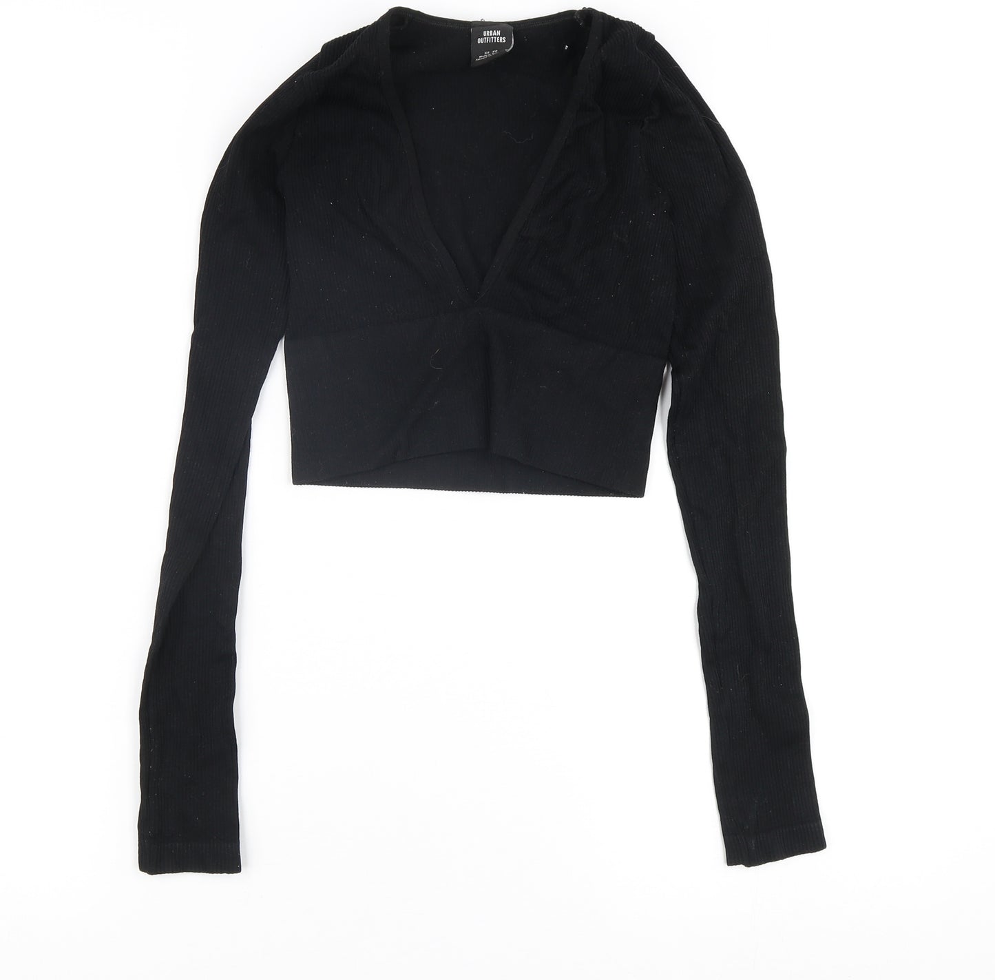 Urban Outfitters Women’s Black Cropped V-Neck Blouse XS