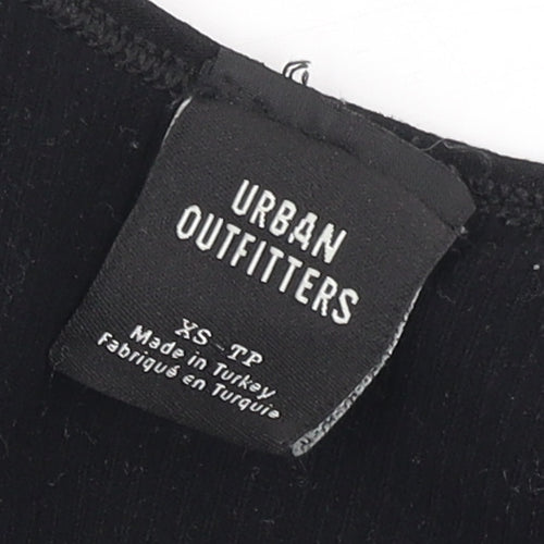 Urban Outfitters Women’s Black Cropped V-Neck Blouse XS