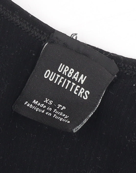 Urban Outfitters Women’s Black Cropped V-Neck Blouse XS