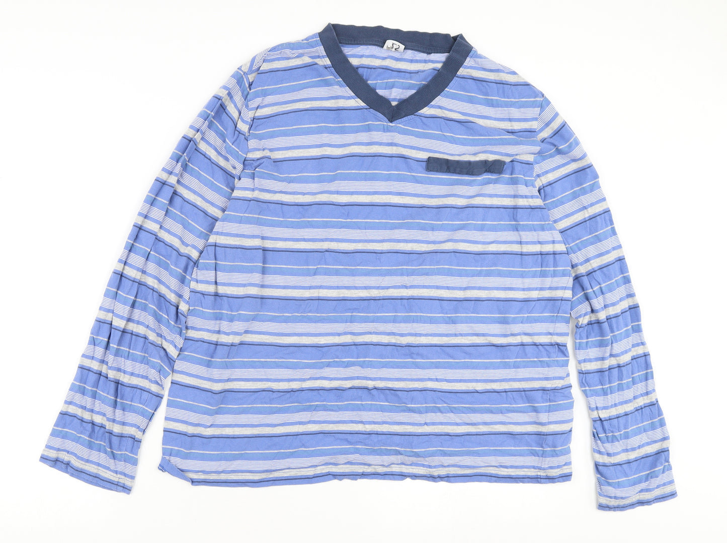 Damart Men's Blue Striped XL Pyjama Top