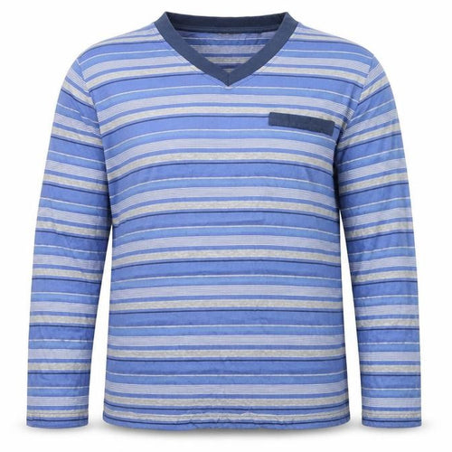 Damart Men's Blue Striped XL Pyjama Top
