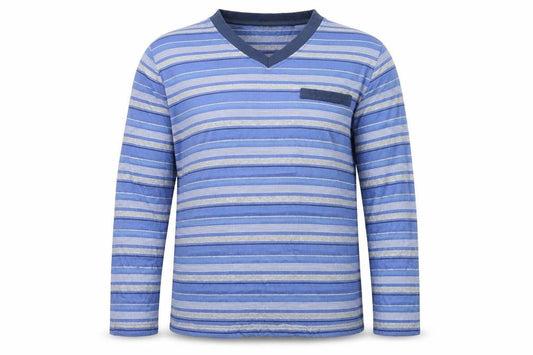 Damart Men's Blue Striped XL Pyjama Top