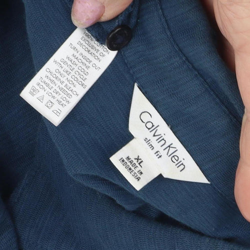 Calvin Klein Men's Blue XL Slim Fit Polo Shirt