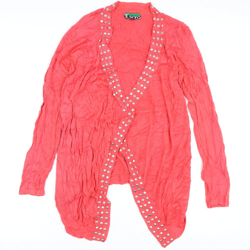 Sara Women's Pink Studded Cardigan Medium V-Neck