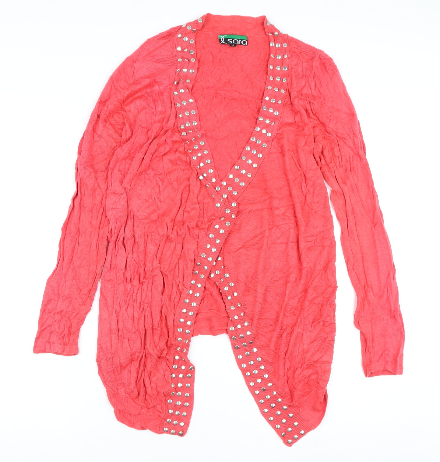 Sara Women's Pink Studded Cardigan Medium V-Neck