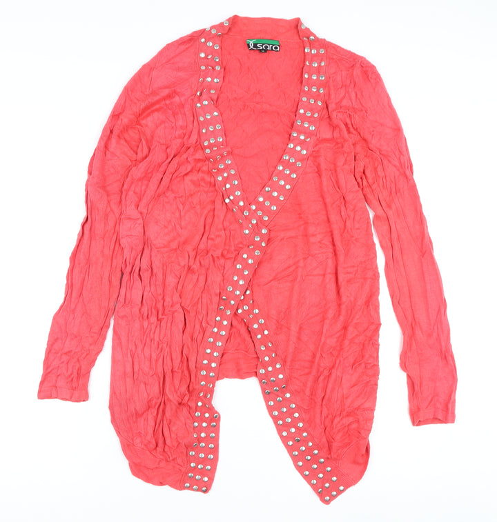 Sara Women's Pink Studded Cardigan Medium V-Neck