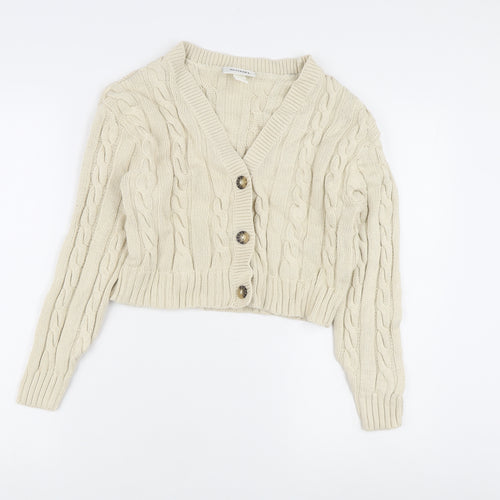 Monki Women's Beige Cable-Knit Cardigan S