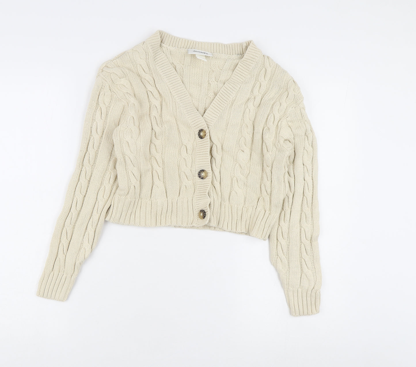 Monki Women's Beige Cable-Knit Cardigan S