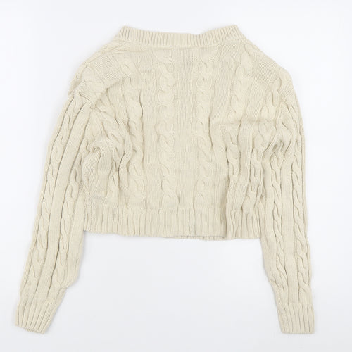 Monki Women's Beige Cable-Knit Cardigan S
