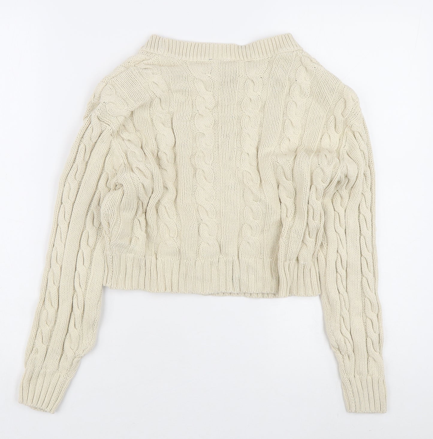 Monki Women's Beige Cable-Knit Cardigan S