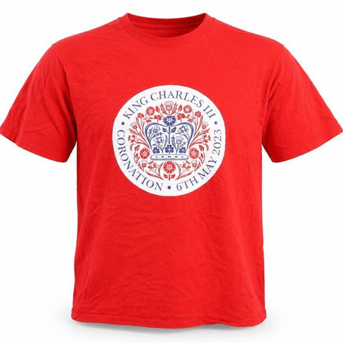 King Charles III Coronation Red Men's T-Shirt Size XL