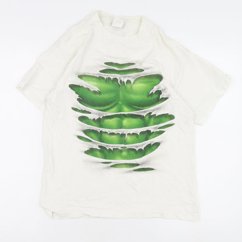 Universal Men's White Marvel Hulk Graphic T-Shirt Medium