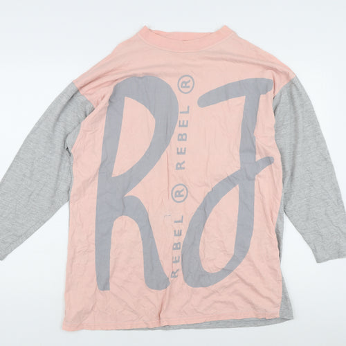 Rebel Long Sleeve Pink Grey Women's T-Shirt
