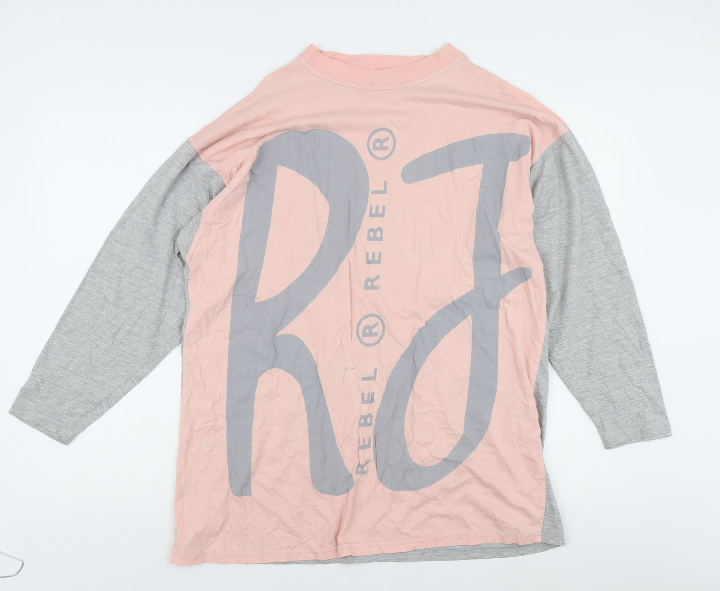 Rebel Long Sleeve Pink Grey Women's T-Shirt
