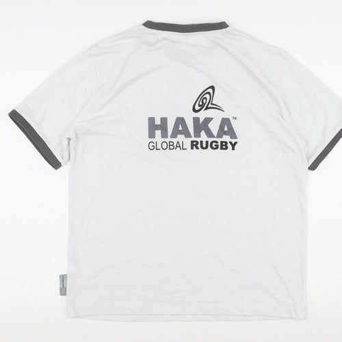 Haka Men's White Graphic Print T-Shirt, Size M
