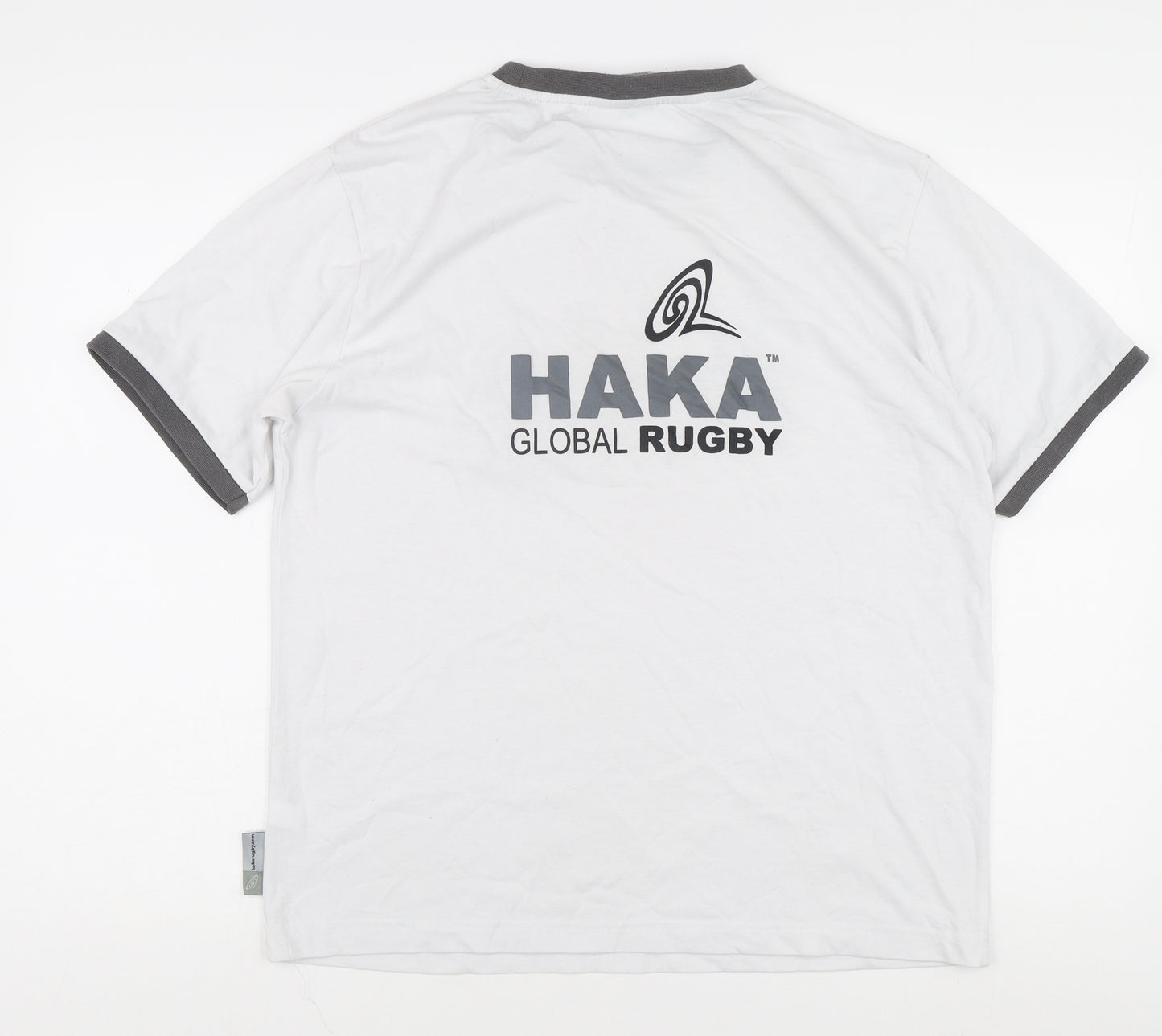 Haka Men's White Graphic Print T-Shirt, Size M