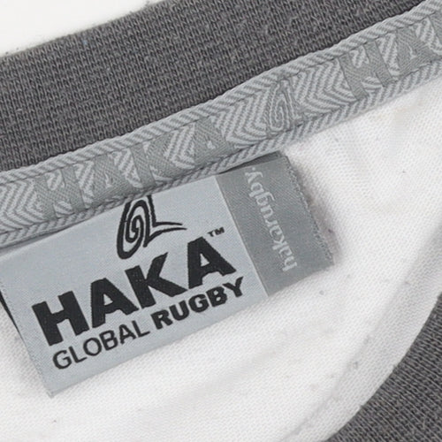 Haka Men's White Graphic Print T-Shirt, Size M