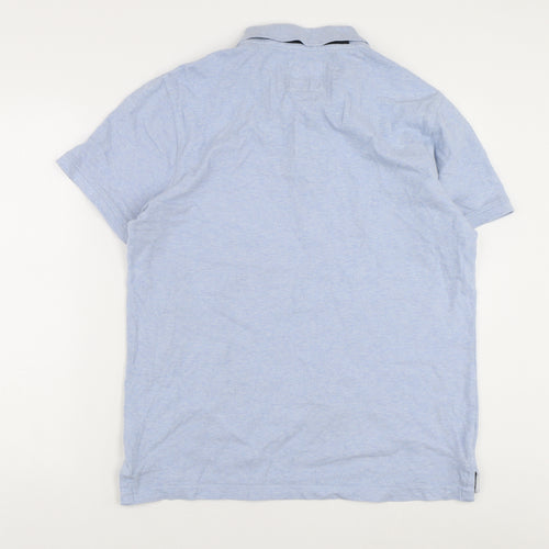 Crew Clothing Men's Large Blue Polo, Short Sleeve, Logo Accent