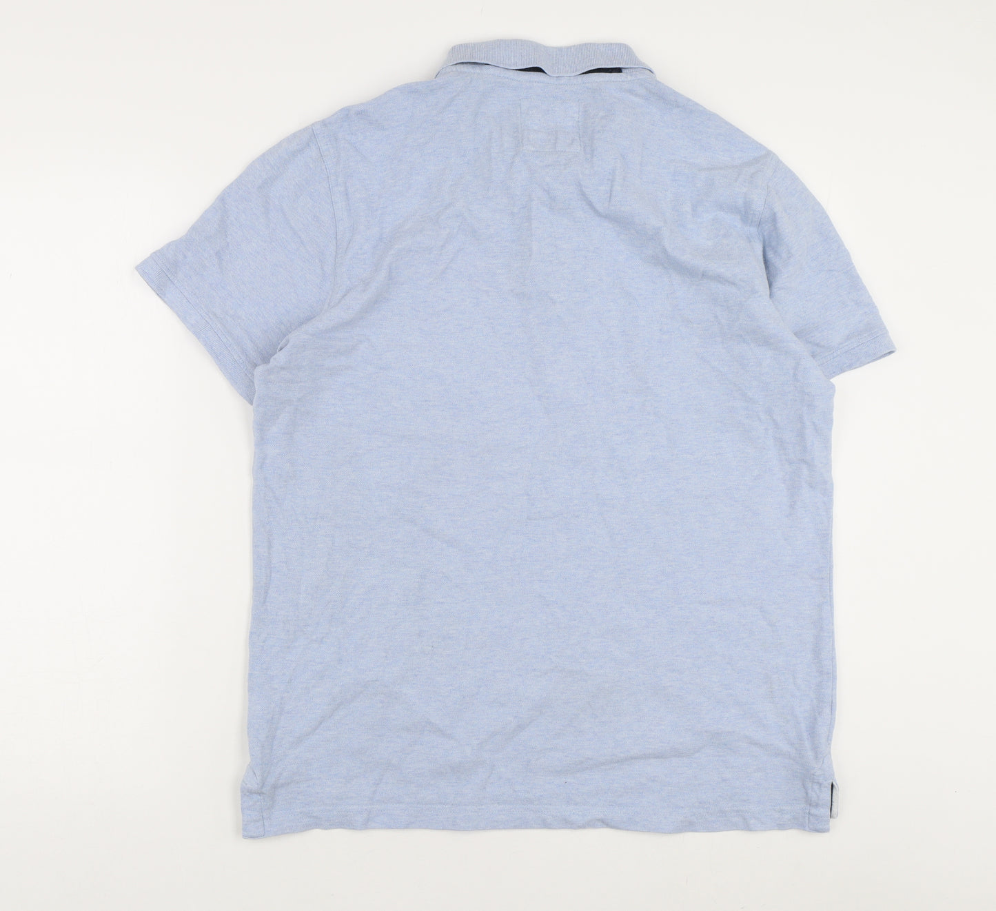 Crew Clothing Men's Large Blue Polo, Short Sleeve, Logo Accent