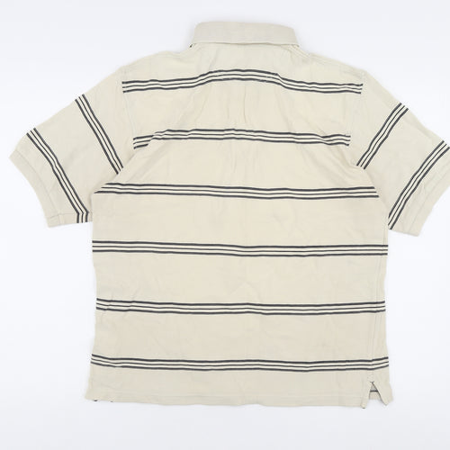 Maine Men’s Beige Striped Polo Shirt S Casual Summer