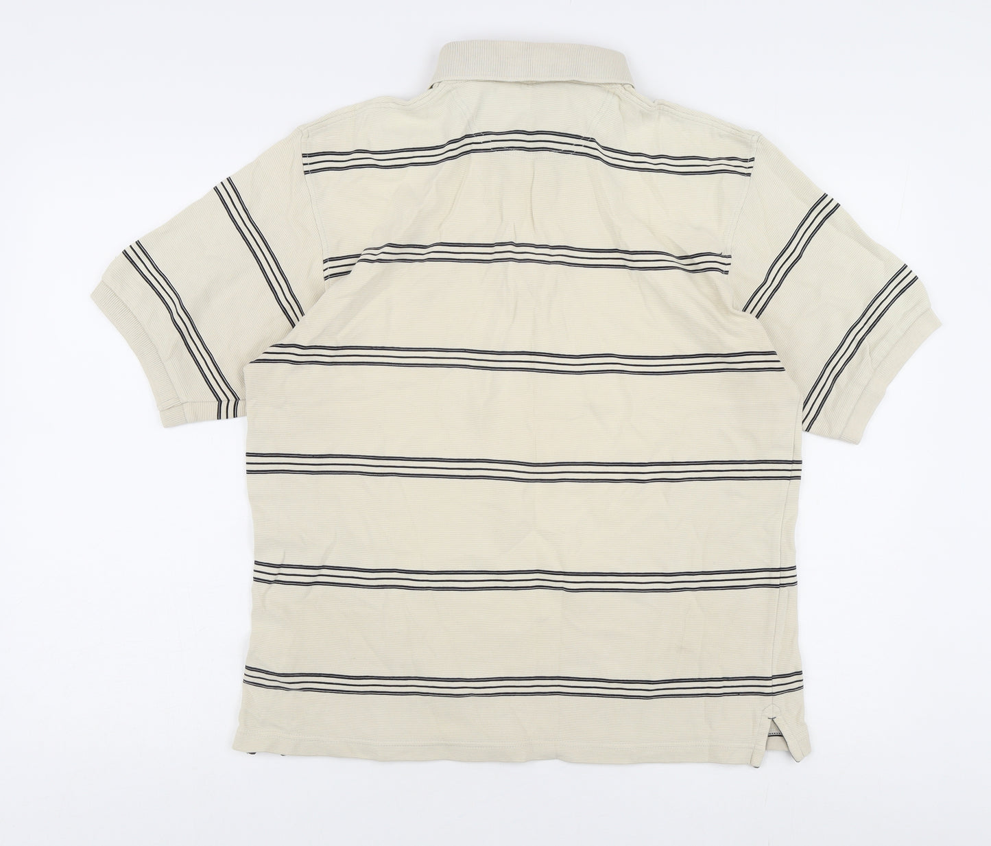Maine Men’s Beige Striped Polo Shirt S Casual Summer