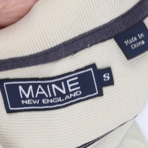 Maine Men’s Beige Striped Polo Shirt S Casual Summer