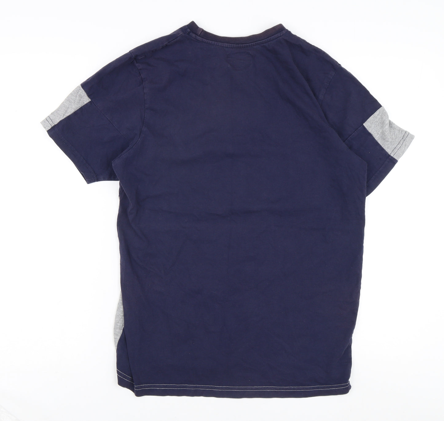 Henleys Men's Blue Grey Colourblock T-Shirt Size M