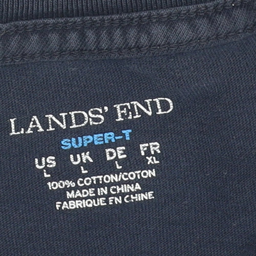 Lands' End Men’s Blue Cotton Crew Neck T-Shirt, L