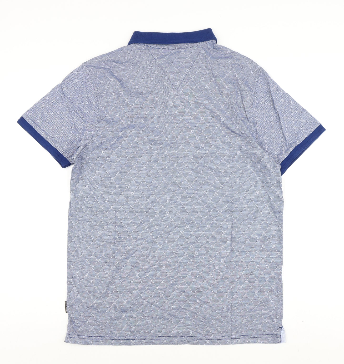 RJR John Rocha Men's Blue Argyle Polo, Size M, Cotton