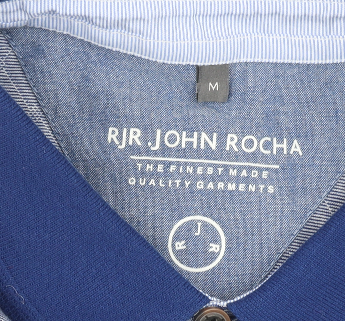 RJR John Rocha Men's Blue Argyle Polo, Size M, Cotton
