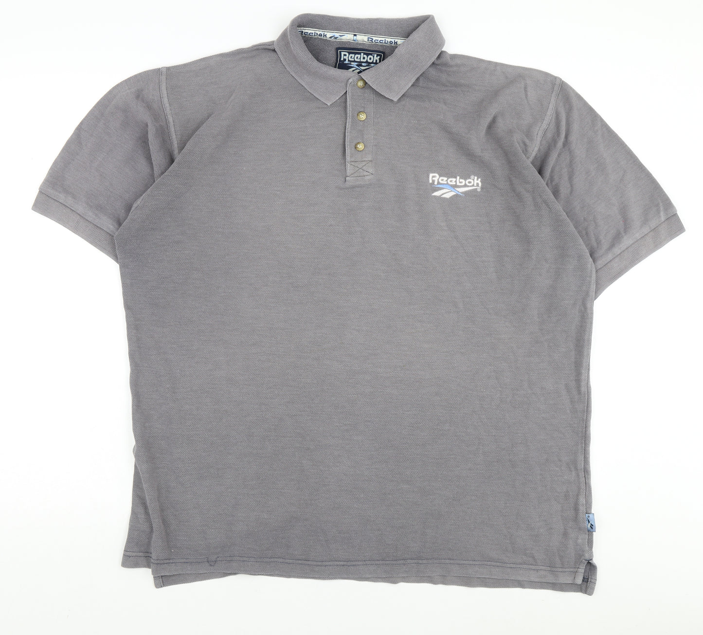Reebok Men's Grey L Polo Shirt - Casual Solid Logo