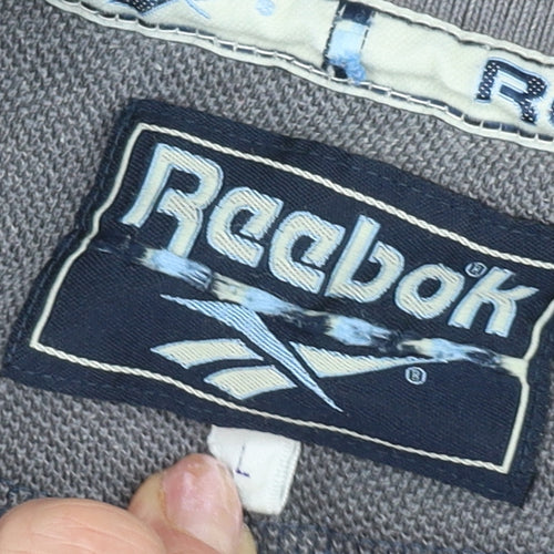 Reebok Men's Grey L Polo Shirt - Casual Solid Logo