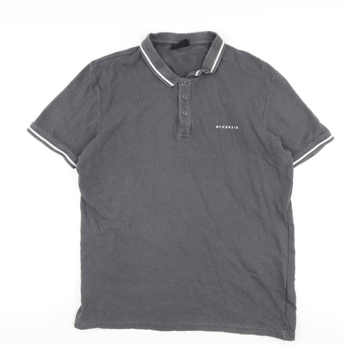 McKenzie Men's Grey Polo Shirt L Short Sleeve Logo