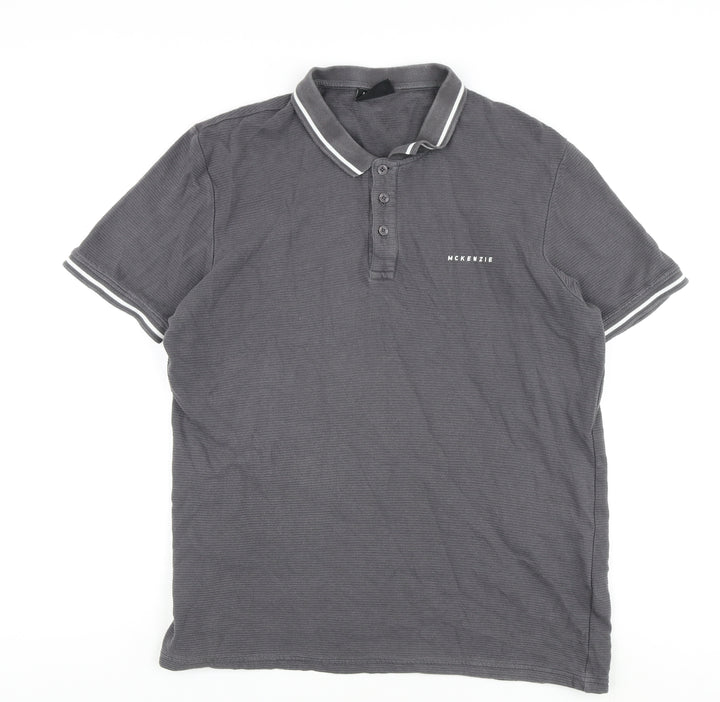 McKenzie Men's Grey Polo Shirt L Short Sleeve Logo