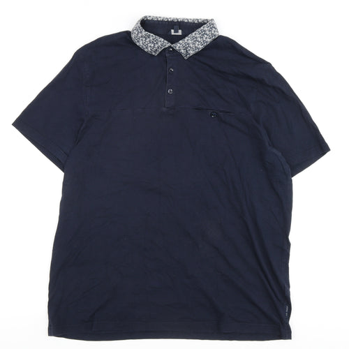Ted Baker Men's Blue Polo, Size 6, Short Sleeve Classic